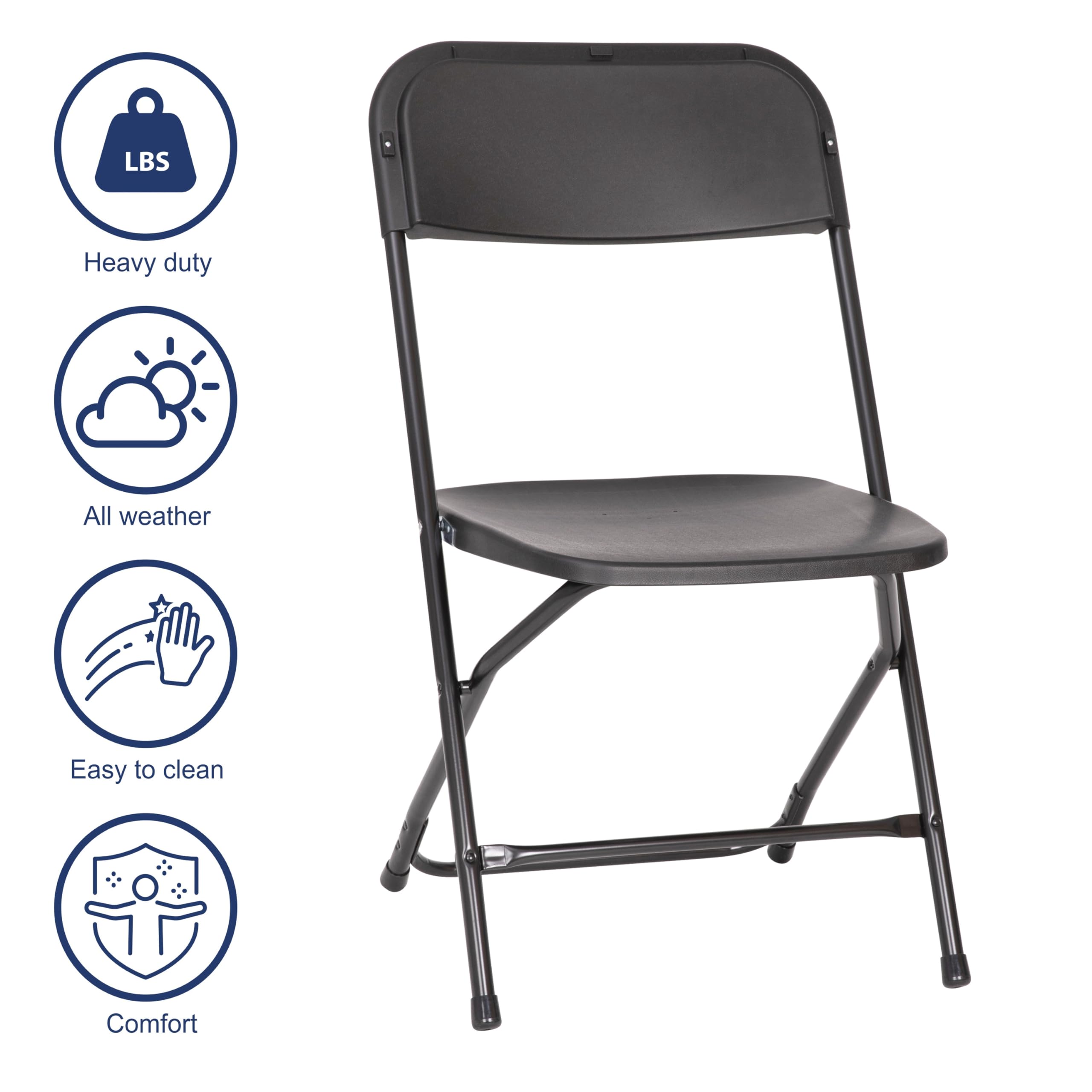 Flash Furniture Hercules Big & Tall Folding Chairs Set of 2 Extra Wide 650 lb