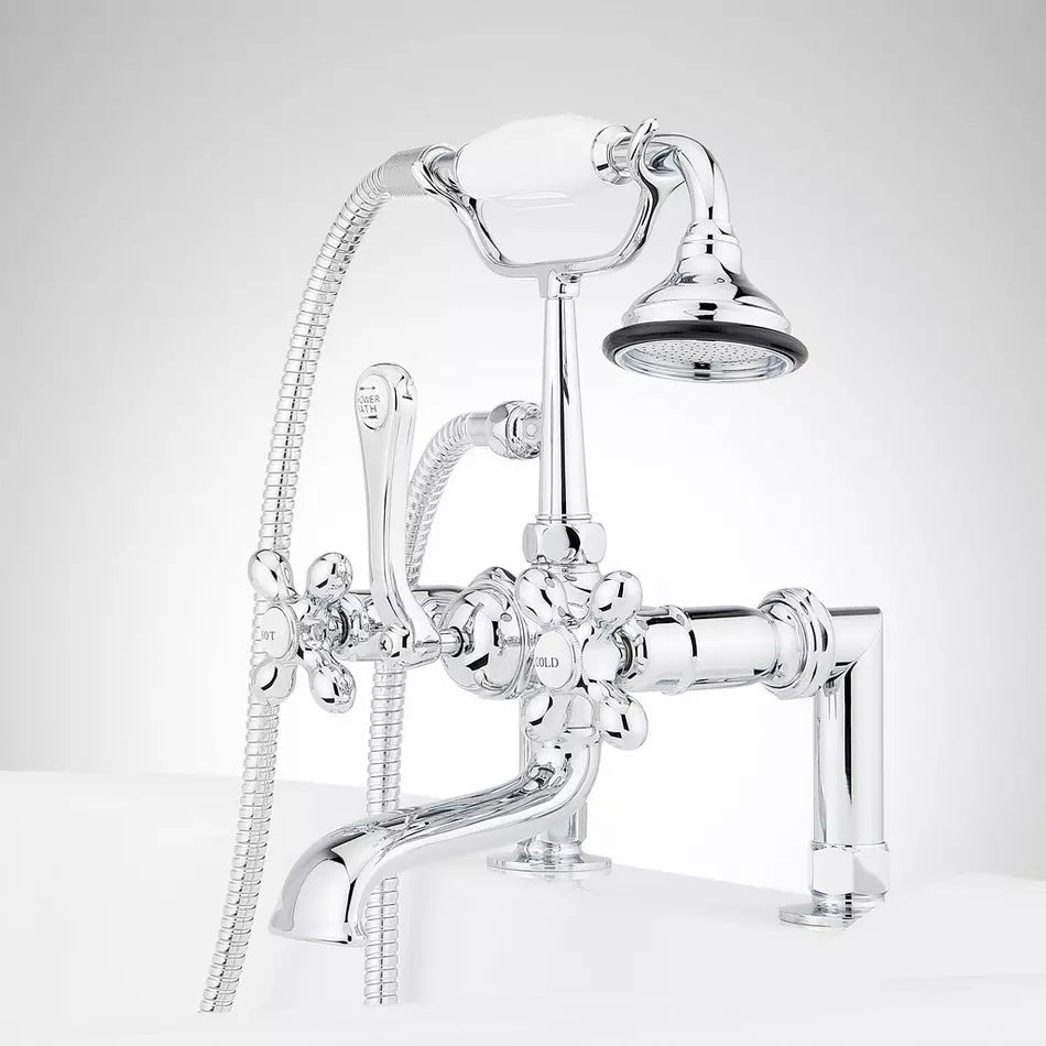 Signature Hardware English Telephone Tub Faucet | Deck Mount | Chrome