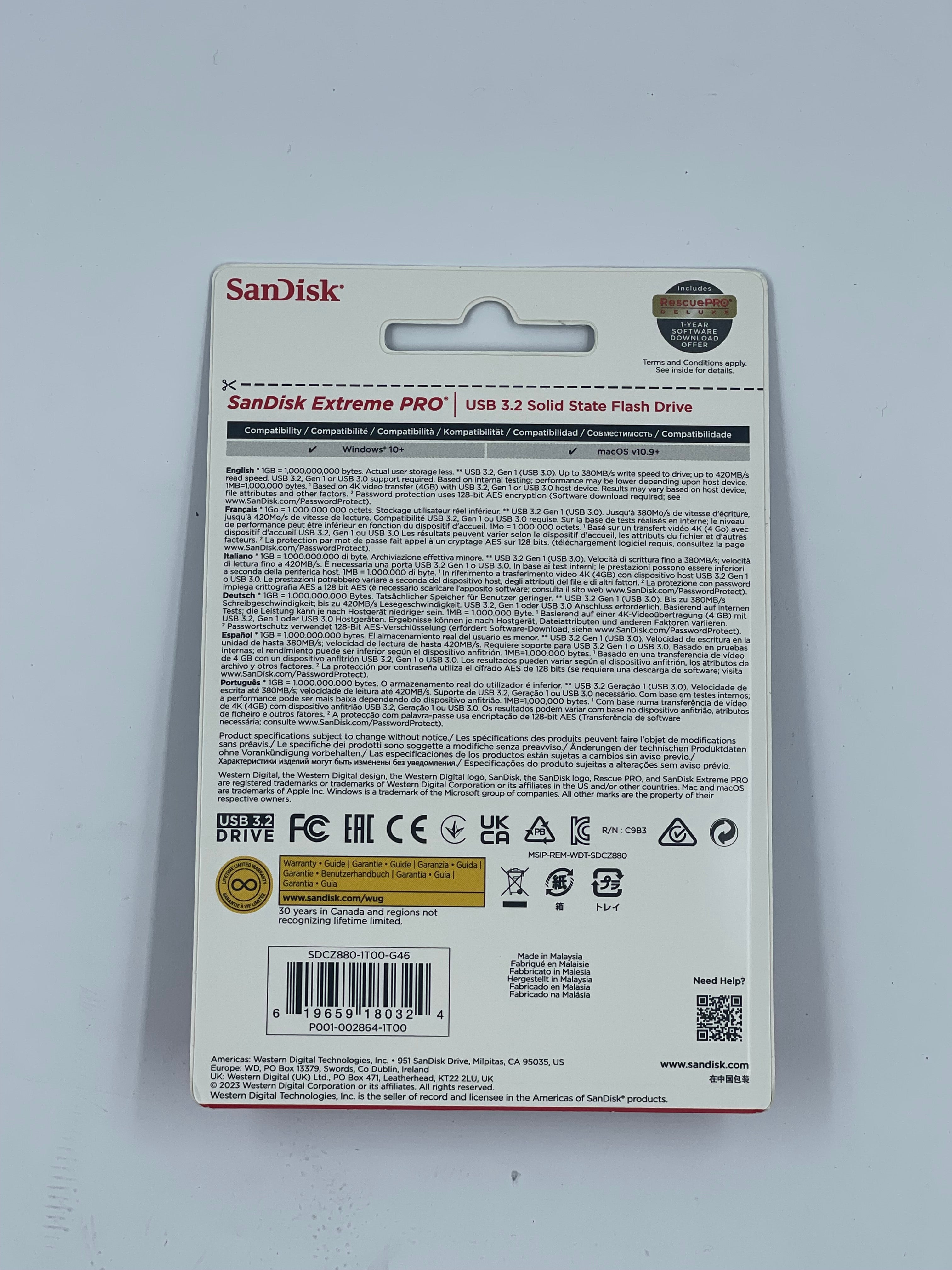 SanDisk 1TB Extreme PRO USB 3.2 Solid State Flash Drive - SDCZ880-1T00-A46