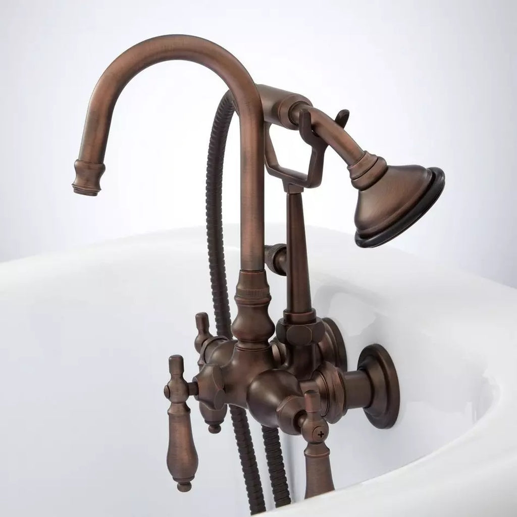 Pasaia Tub-Wall Mount Faucet with Hand Shower | Lever Handles | Oil Rubbed Bronze